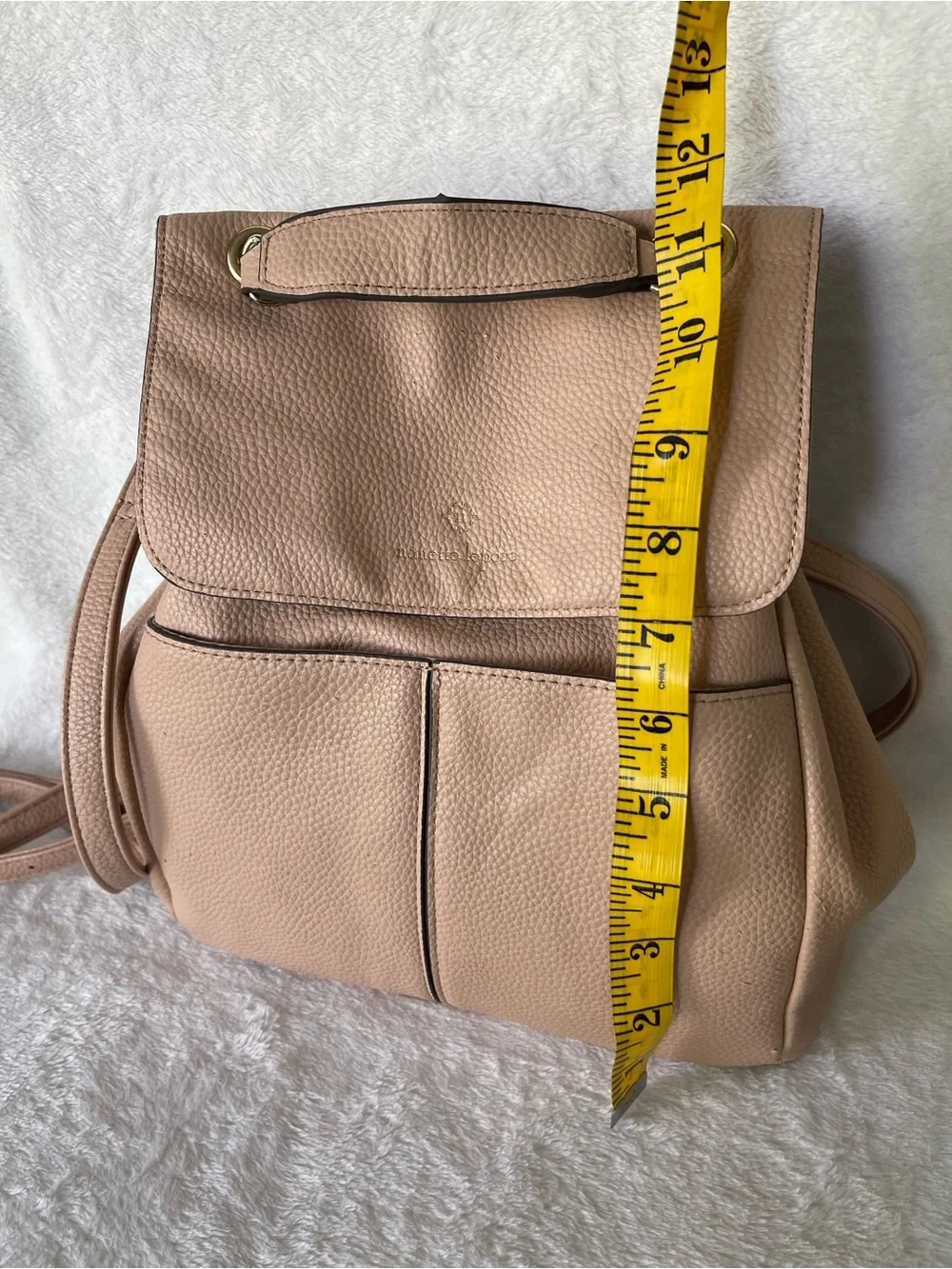 Nanette Lepore pebbled beige pink vegan leather backpack